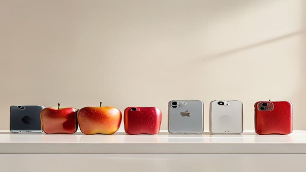 Mãos segurando diferentes modelos de iPhone, simbolizando a escolha e variedade